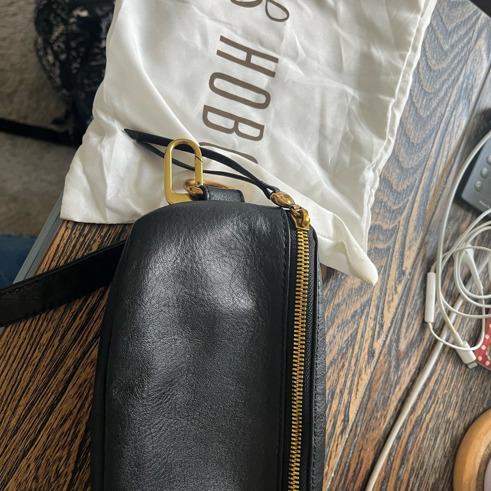 HOBO Black Crossbody Bag with Gold Accents
